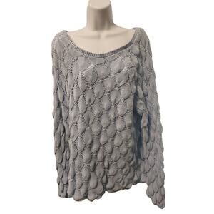 Soft Surroundings Women's XL Cotton Sweater Crochet‎ Pointelle Knit Pullover
